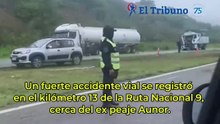 Un fuerte accidente vial se registró en la mañana del lunes en el kilómetro 13 de la Ruta Nacional 9, cerca del ex peaje Aunor.