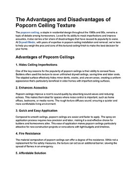 The Advantages and Disadvantages of Popcorn Ceiling Texture