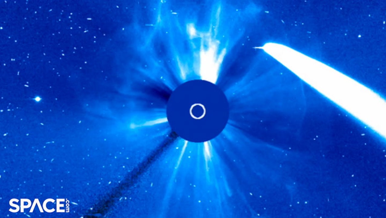 Comet A3 Photobombs Sun Observatory During Powe...
