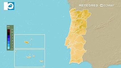 Tendência para volumes de precipitação acumulada relativamente reduzidos ao longo da semana.