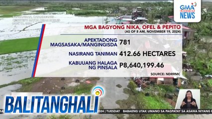 Pinsala dahil sa mga Bagyong Nika, Ofel at Pepito (as of 8 AM, November 19, 2024) | Balitanghali