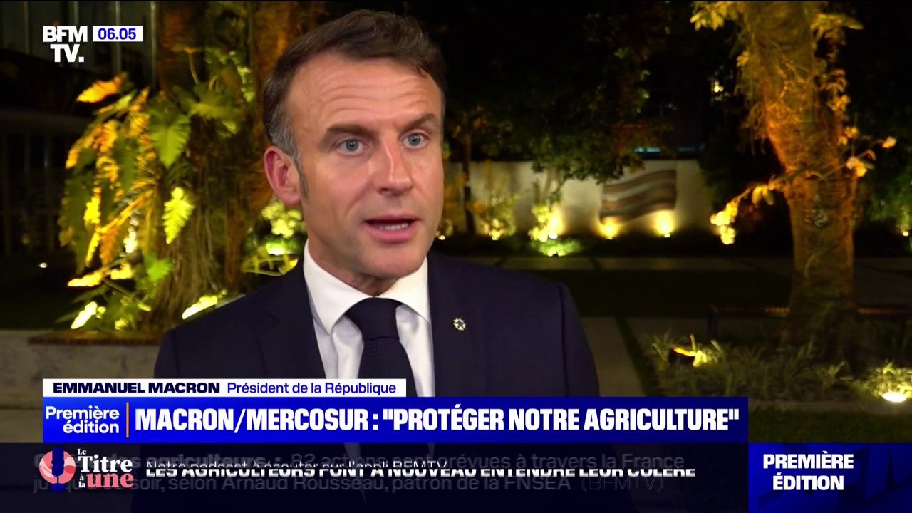 "J'ai toujours protégé nos agriculteurs": Emmanuel Macron évoque depuis le Brésil l'accord UE-Mercosur