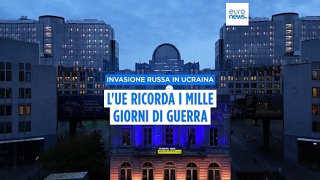 Bruxelles si tinge di blu e giallo mentre la guerra in Ucraina raggiunge i 1.000 giorni