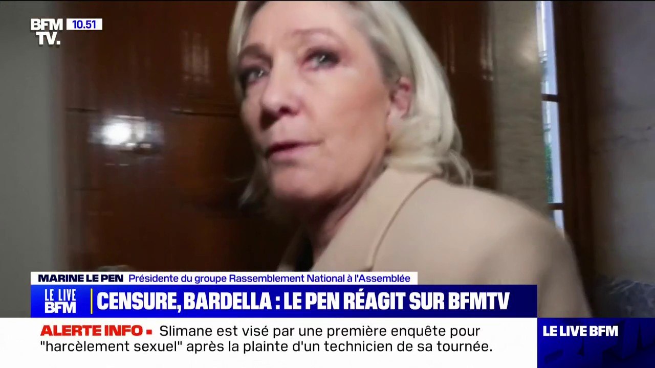 "La question se pose": Marine Le Pen n'exclut pas de censurer le gouvernement Barnier