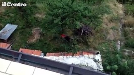 L'orsa Gemma torna a passeggio per Scanno:incursione in un giardino