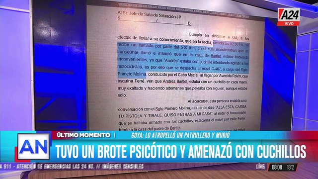 Horror en Goya: un hombre en brote psicótico fue atropellado cuatro veces por un patrullero