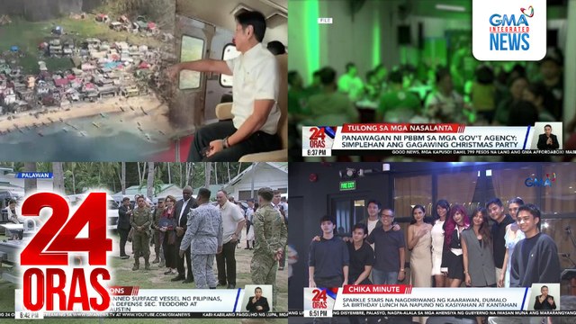 24 Oras: (Part 1) Aerial inspection sa pinsala ng bagyong Pepito sa Catanduanes; Panawagang simplehan ang gagawing christmas party ng gov't agencies; Panukalang nagbabawal sa POGO, lusot na sa Kamara, atbp.