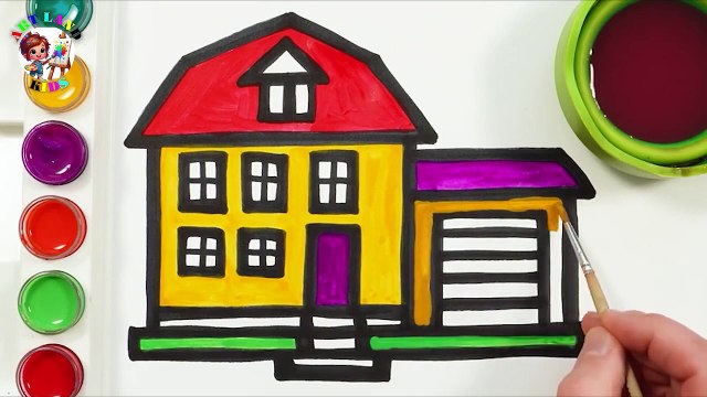 Table Tennis Paddle & Ball, Beautiful House Front, Bowl with Limes – Triple Drawing & Coloring Fun for Kids!