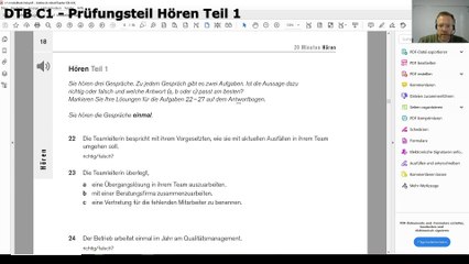 Deutsch-Test für den Beruf C1 – 07 – Prüfungsteil Hören Teil 1