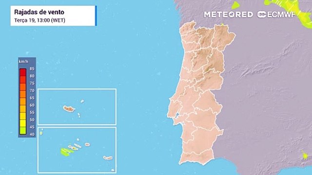 Depressão Caetano provocará chuva, vento forte e agitação marítima em Portugal continental