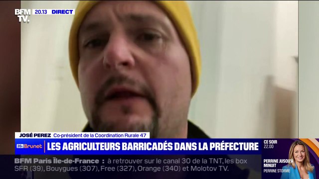 Reclus dans la préfecture d'Agen, José Perez (Coordination rurale) et d'autres agriculteurs souhaitent une réponse de la ministre de l'Agriculture