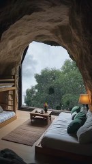 Mountain Retreat with Rainy Ambiance.
