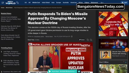 Putin Responds To Biden's Missile Approval By Changing Russia's Nuclear Doctrine