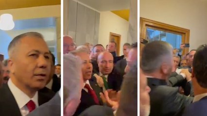 Meclis'te kayyım gerginliği: Bakanı içeri almak istemediler, Ali Yerlikaya ile CHP'li Başarır itişti
