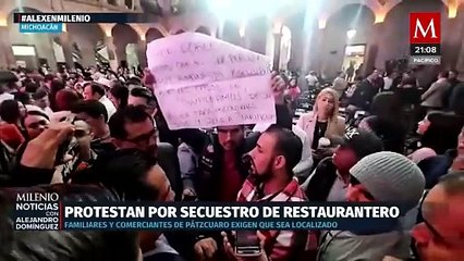 Protestas en evento del gobernador de Michoacán exigen acción por secuestro de empresario