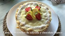 Tarta fácil de bizcochos de soletilla y crema de chocolate blanco ¡sin horno!