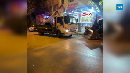 Belediye personeli gibi giyinip, kent merkezinde iş makinesiyle define aradılar