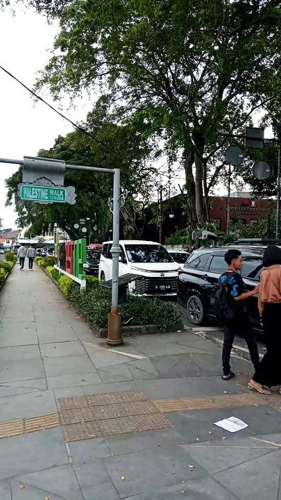 There is "Palestine Walk" in Bandung,Indonesia.