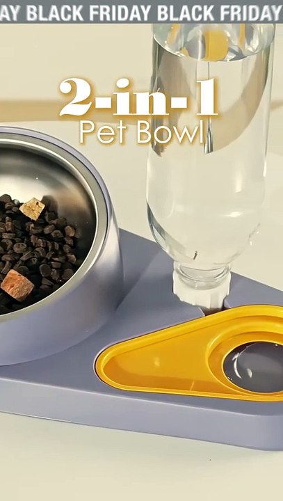 2-in-1 Pet Bowl with Automatic Water Fountain