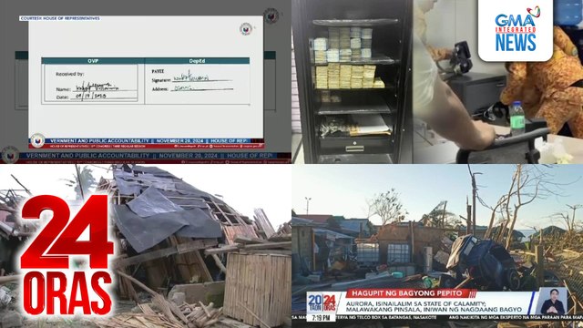 24 Oras: (Part 2) Chief of Staff ni VP Duterte, sumulat sa COA na 'wag sundin ang subpoena ng Kamara na magsumite ng audit report; Sitwasyon ng mga nasalanta ng Bagyong Pepito sa Catanduanes; Aurora, isinailalim sa state of calamity, atbp.
