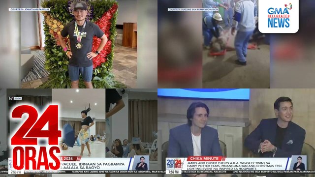 24 Oras: (Part 3) Fil-Am nurse sa U.S. na may stage 4 cancer, nagpapalakas ng katawan sa pagiging triathlete; Mga student-evacuee, idinaan sa pagrampa ang inip at pag-aalala sa bagyo; Weasley Twins sa Harry Potter films, nanguna sa isang..., atbp.