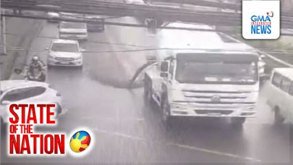 Cement mixer truck, naibuhos ang kargang semento sa kalsada | SONA
