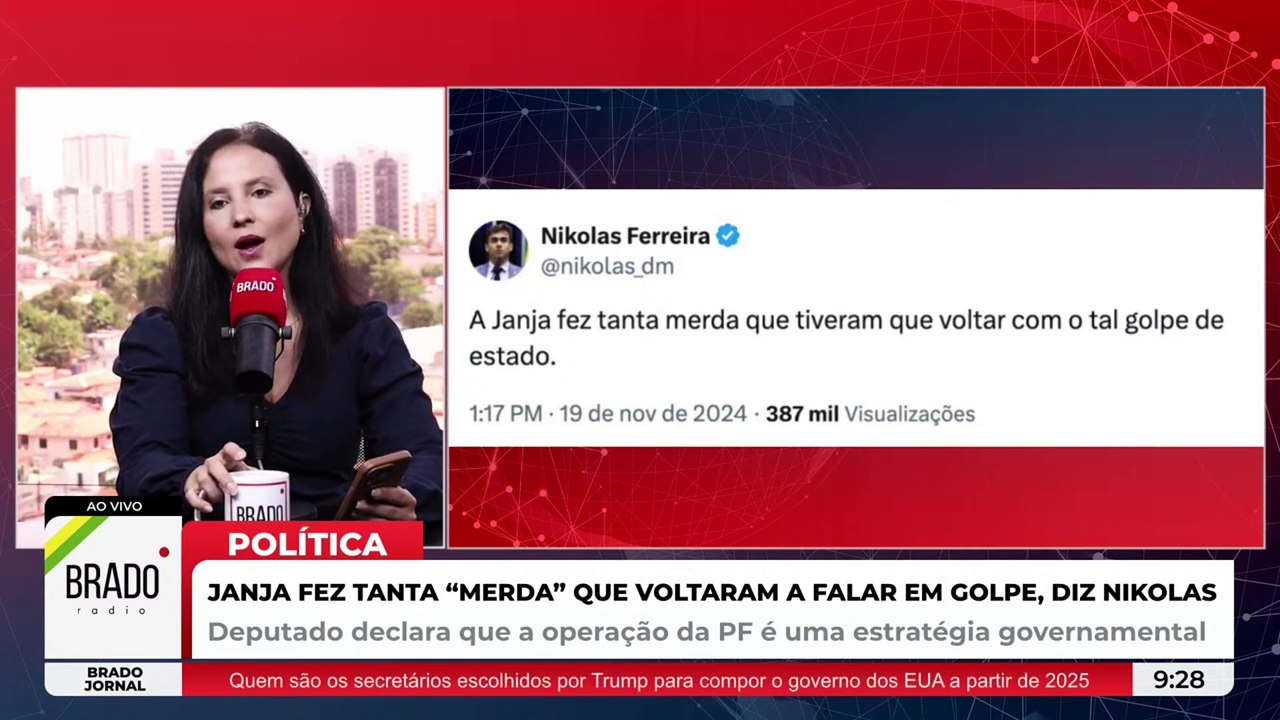 “FEZ TANTA MERDA QUE VOLTARAM A FALAR DE GOLPE”, DIZ NIKOLAS SOBRE JANJA