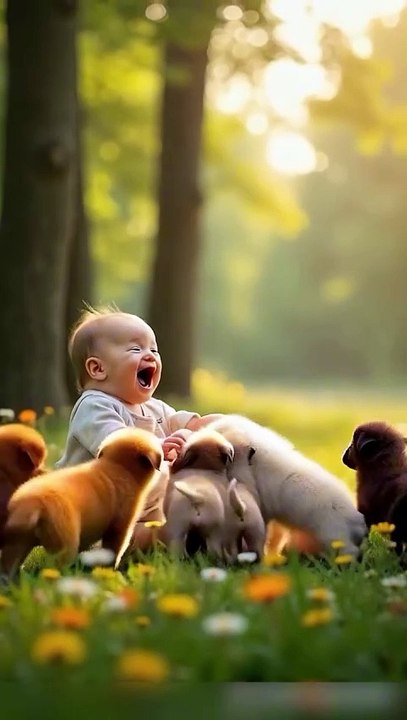 Baby Meets Puppy🐾
