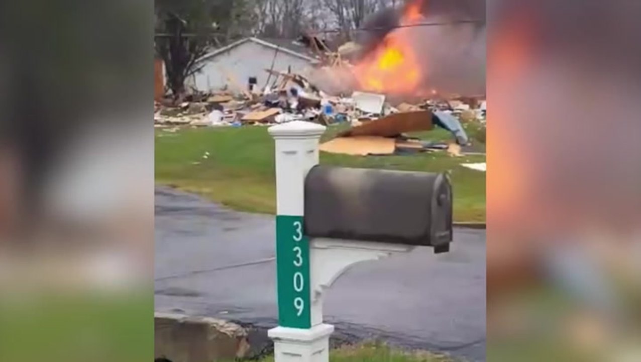 Moment home reduced to rubble almost instantly in Ohio explosion