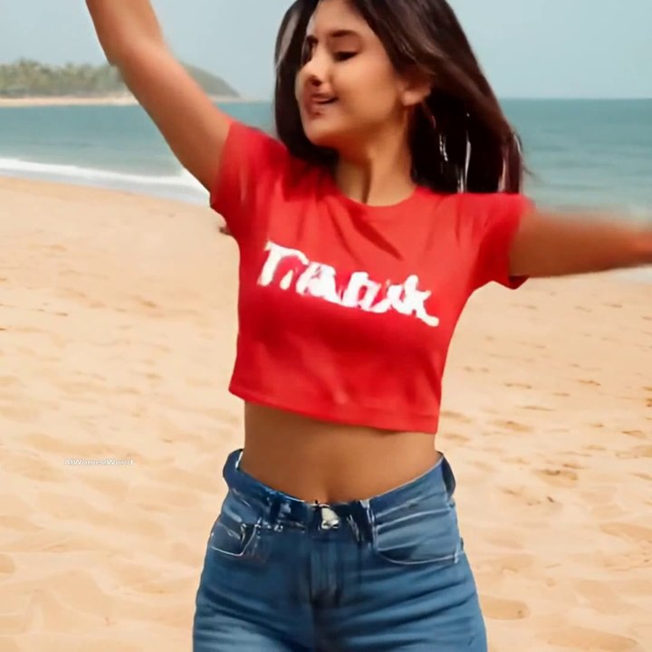 Indian AI Model Dancing In Beach - AIWomenWorld