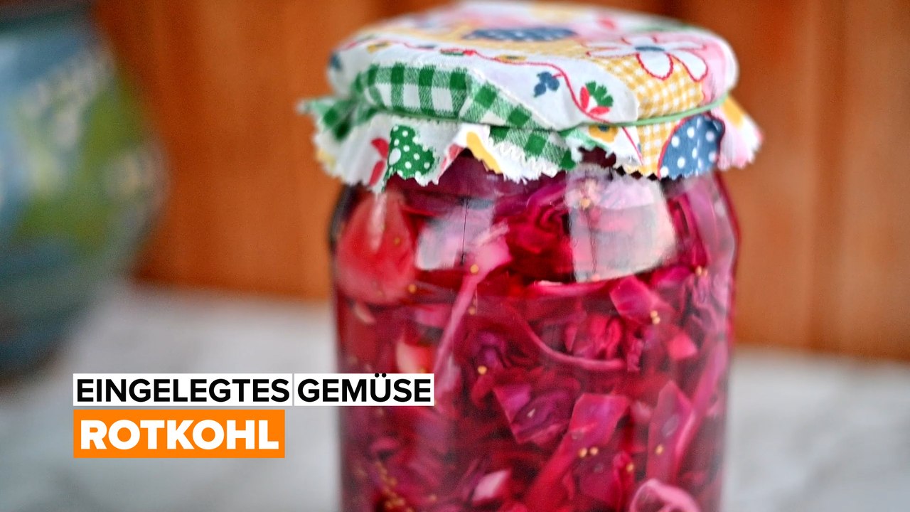 Eingelegtes gemüse: rotkohl