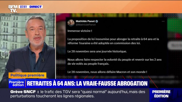 ÉDITO - Abrogation de la réforme des retraites: Ce n'est pas la réalité que raconte Mathilde Panot, c'est un conte de Noël