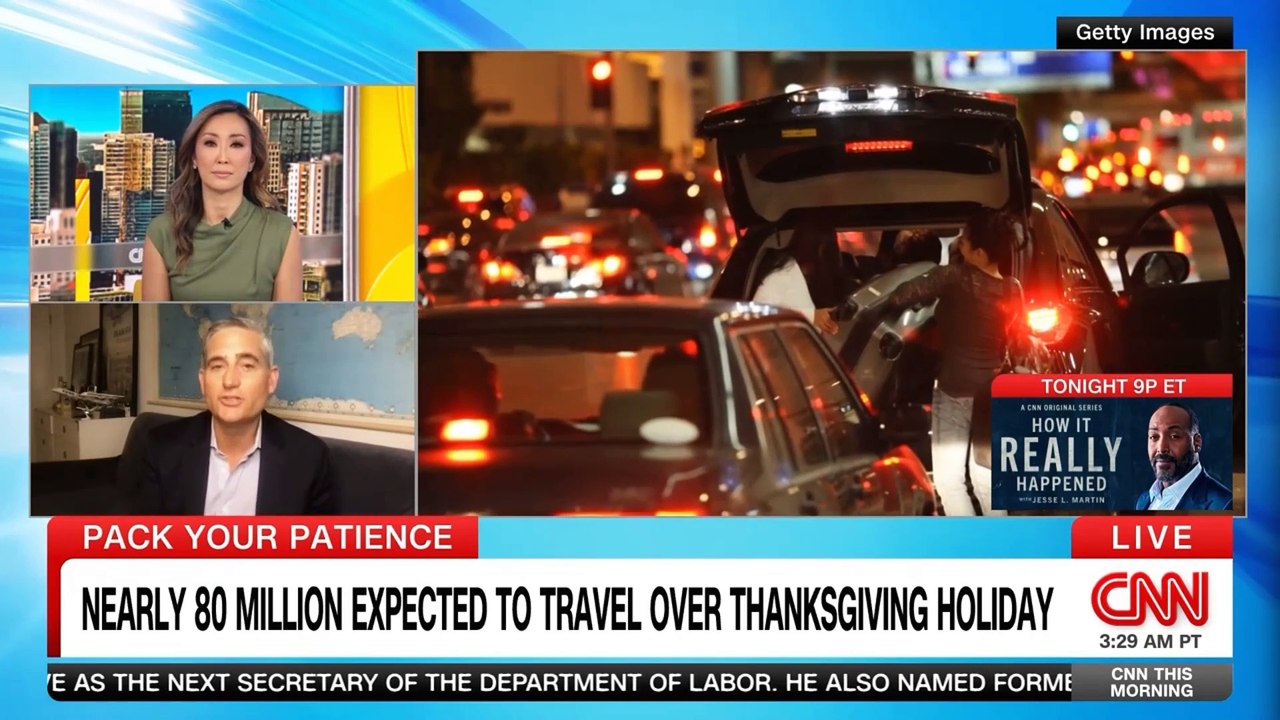 Nearly 80 Million expected to travel over thanksgiving holiday.