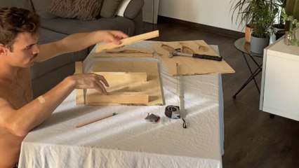 Boy designs new shelves for his home with precisely-placed tiles