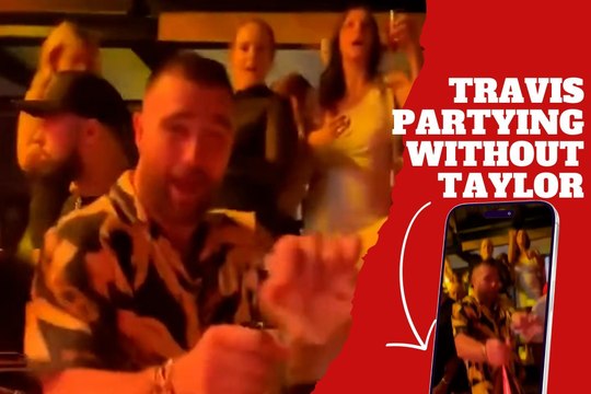 Travis Kelce captured partying without Taylor Swift and fans are buzzing