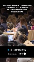 Negociadores de la COP29 buscan consensos tras borrador de acuerdo con fuertes discrepancias