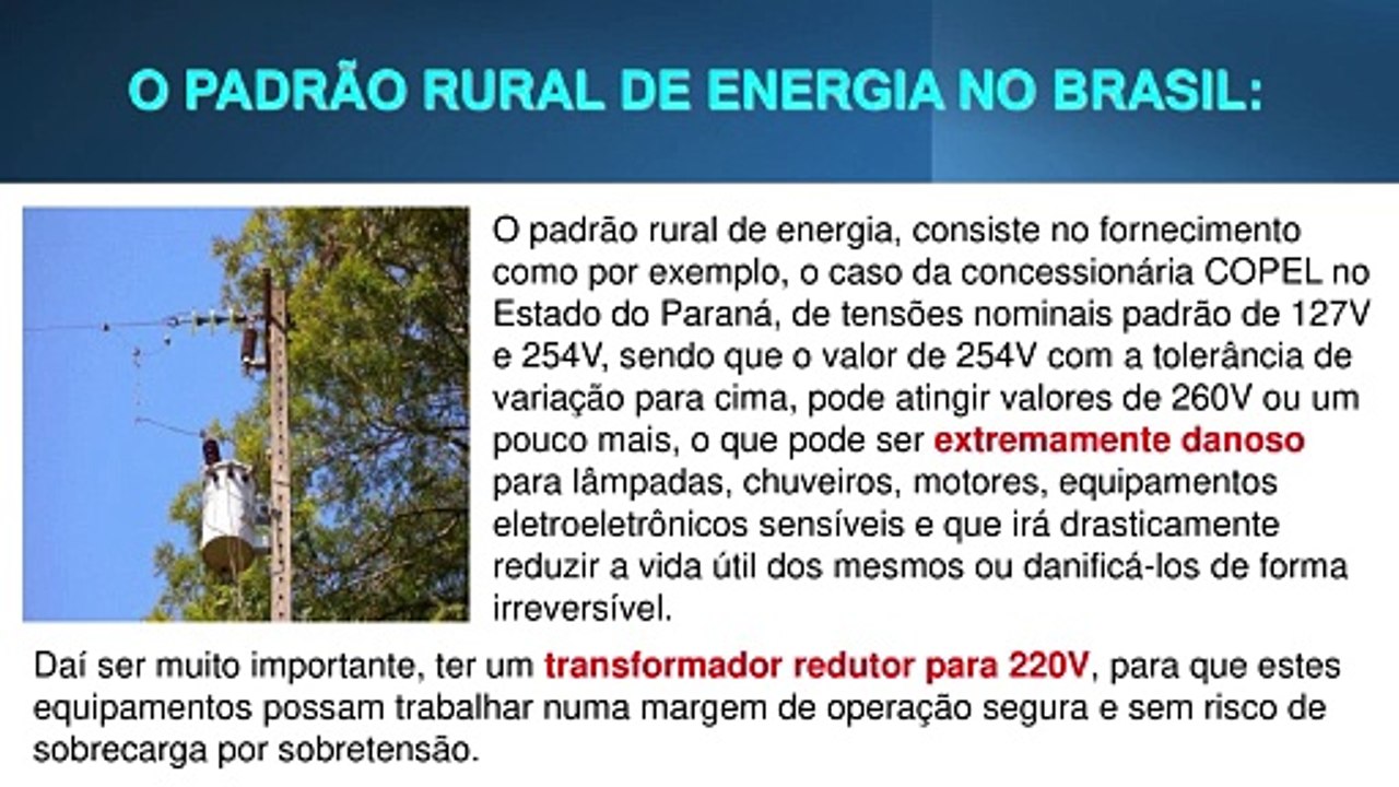 Transformador para o padrão rural de energia MRT (redutor de tensão de 254V para 220V) monofásico
