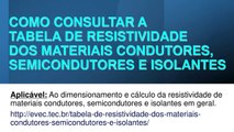 Como consultar a tabela de resistividade dos materiais condutores, semicondutores e isolantes