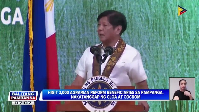 Higit 2,000 agrarian reform beneficiaries sa Pampanga, nakatanggap ng CLOA at COCROM