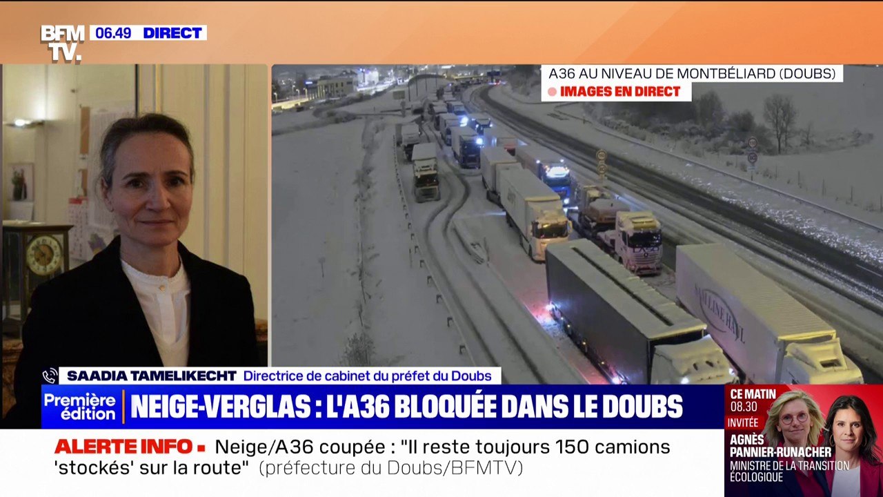 A36: 150 camions sont encore "stockés" sur l'autoroute dans le Doubs à cause de la neige