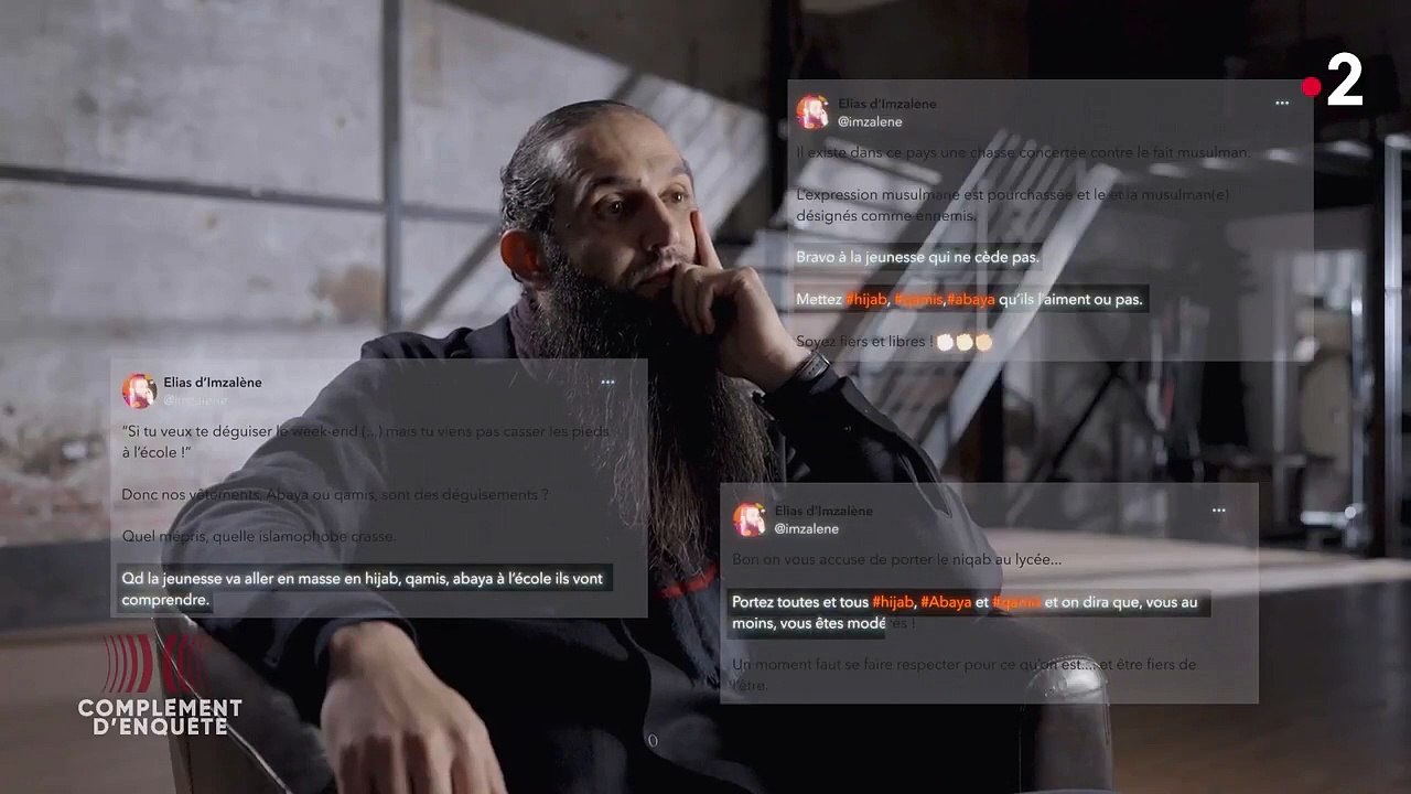 Le militant islamiste, Elias d'Imzalène hier soir sur France 2 : "La loi contre le voile en France s'attaque aux jeunes filles musulmanes pour les empêcher de s'instruire. Ces gens sont de grands lâches"