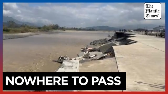 Marcos inspects storm-damaged road in Nueva Vizcaya