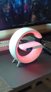 Smart Alarm Clock with G-Shape RGB Light Bluetooth Speaker & Wireless Charging zinxer.com