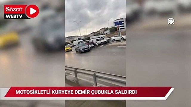 Maltepe'de bir sürücü motosikletli kuryeye demir çubukla saldırdı