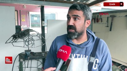 İzmir'de görsel sanatlar öğretmeni atık malzemeleri heykele dönüştürdü