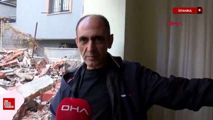 İstanbul'da kentsel dönüşüm için yıkılan bina, yan binanın duvarına zarar verdi