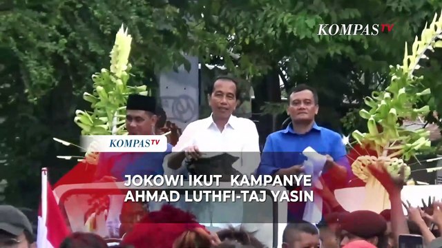 Jokowi Bagikan Kaus saat Ikut Kampanye Ahmad Luthfi-Taj Yasin di Pasar Gedhe Klaten
