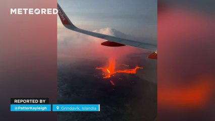 Impressive view from a plane of the new eruption near Grindavík, Iceland