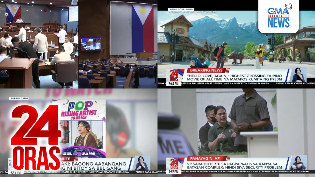 24 Oras: (Part 3) VP Sara: isa lang naman ang gustong pumatay sa akin si Martin Romualdez; Tinanggal na pondo para sa "AKAP program"; Highest-grossing Filipino film na ang "Hello, Love, Again"; Bagong parody ni Michael V., atbp