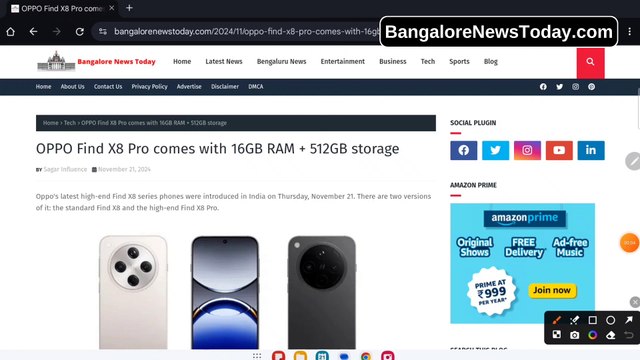 OPPO Find X8 Pro comes with 166B RAM + 5126B storage // Bangalore News Today